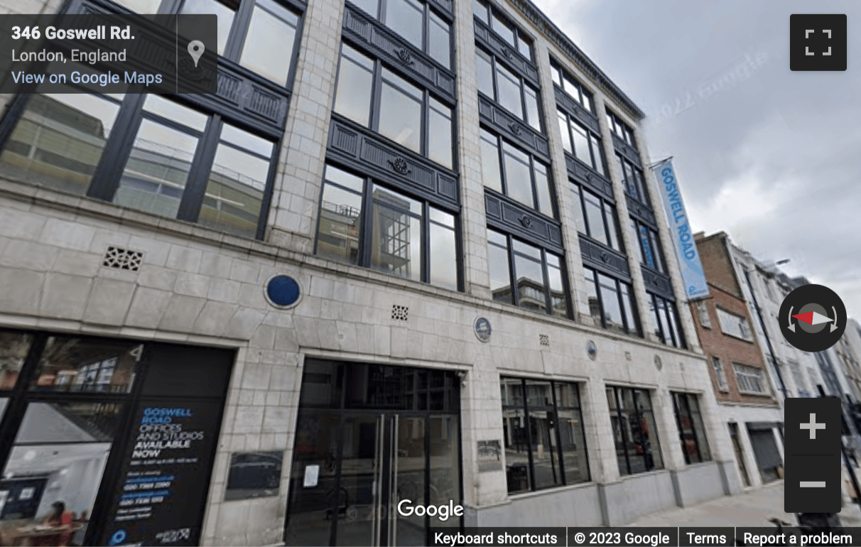 Street View image of 338-346 Goswell Road, London, London Borough of Islington