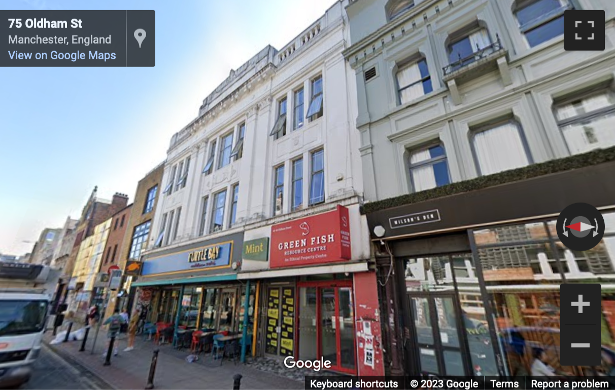 Street View image of Green Fish Resource Centre, 46-50 Oldham Street, Manchester, Greater Manchester