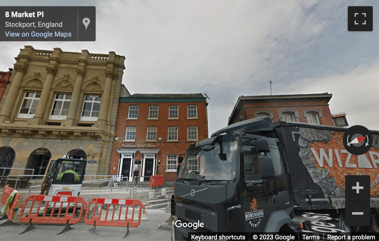Street View image of Merchants House, 25 Market Place, Stockport