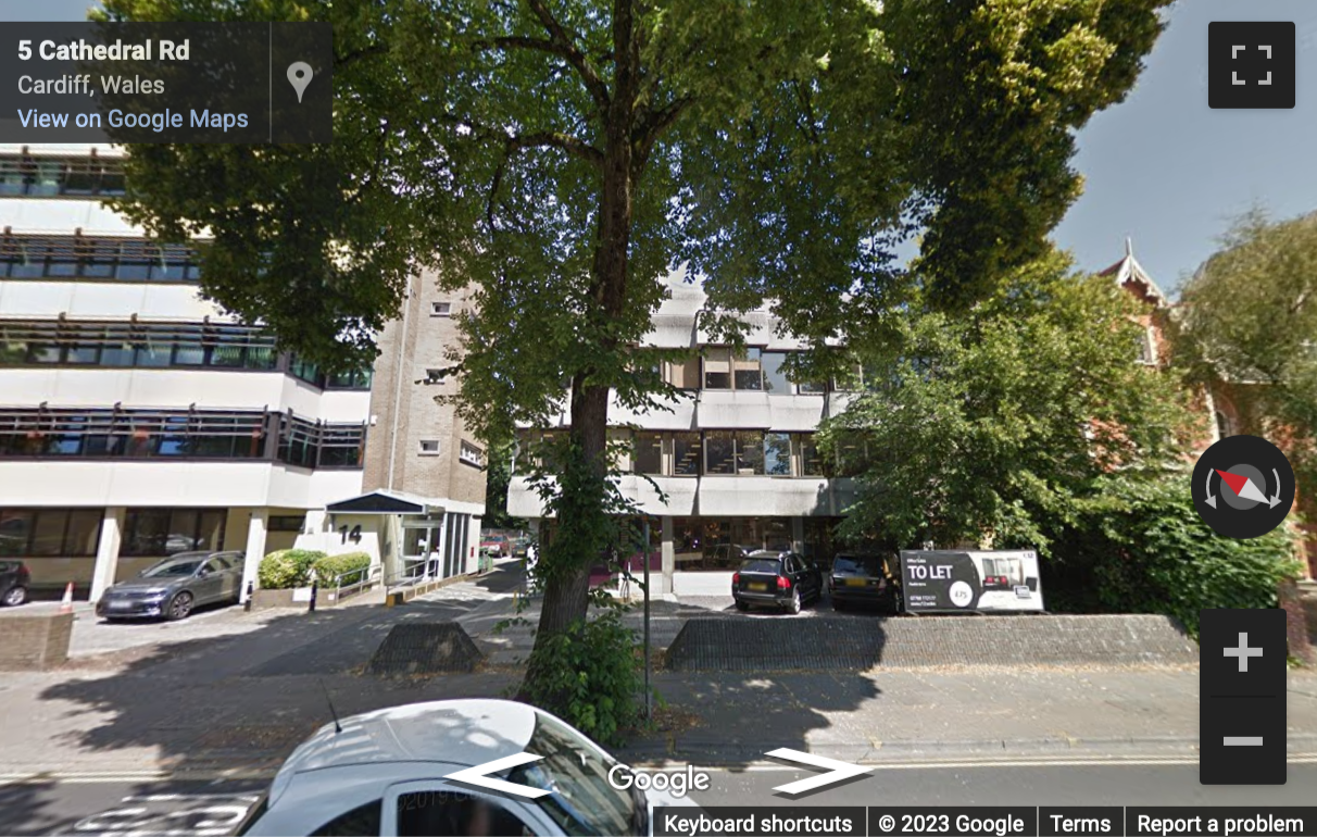 Street View image of 12 Cathedral Road, Cardiff