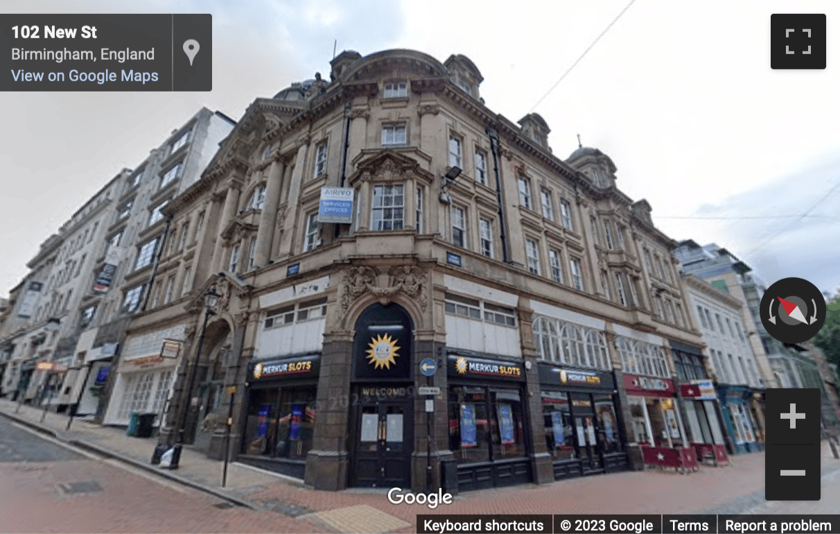 Street View image of 18-19 Bennetts Hill, Birmingham, West Midlands