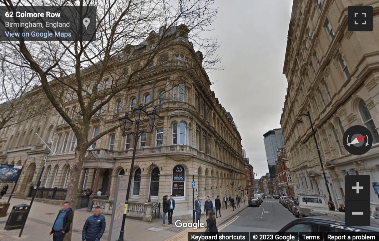 Street View image of 55 Colmore Row, Birmingham, (B3)