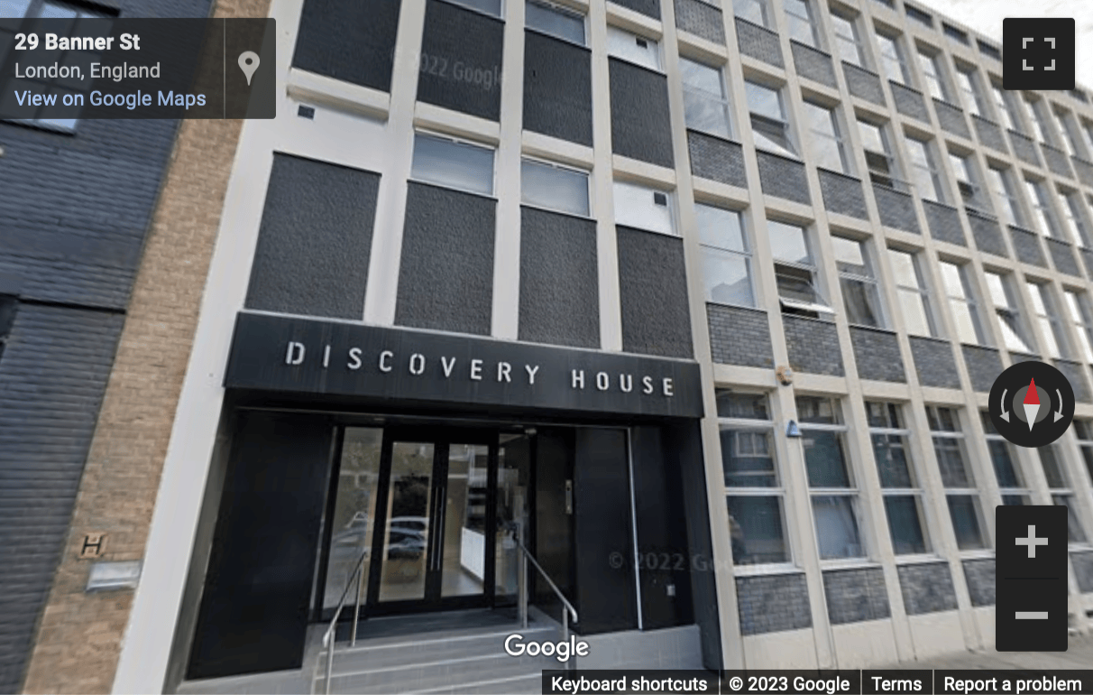 Street View image of WeWork HQ, Discovery House, 28-42 Banner Street, Islington