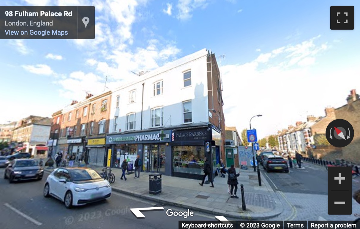 Street View image of Lower Ground Floor Office, 109-111 Fulham Palace Road, Hammersmith