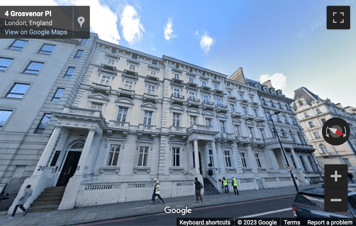 Street View image of 20 Grosvenor Place, London