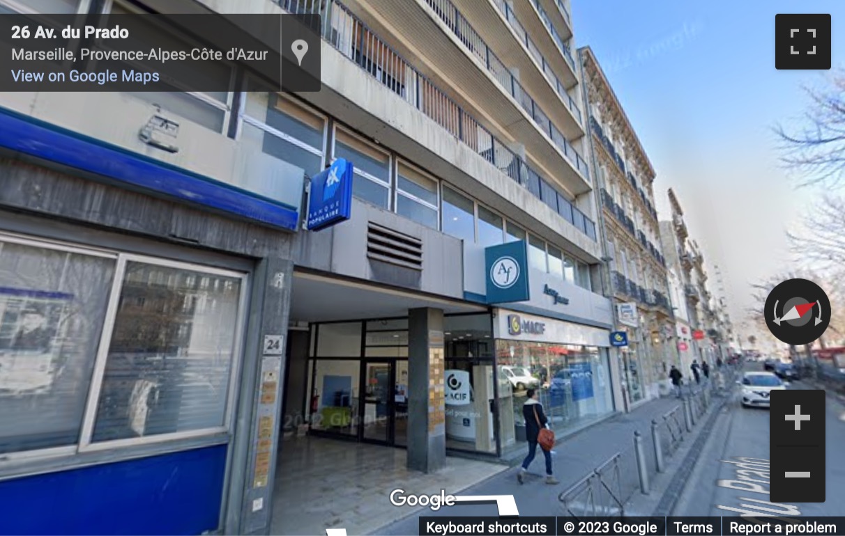 Street View image of 24 avenue du Prado, Marseille, Bouches-du-Rhone