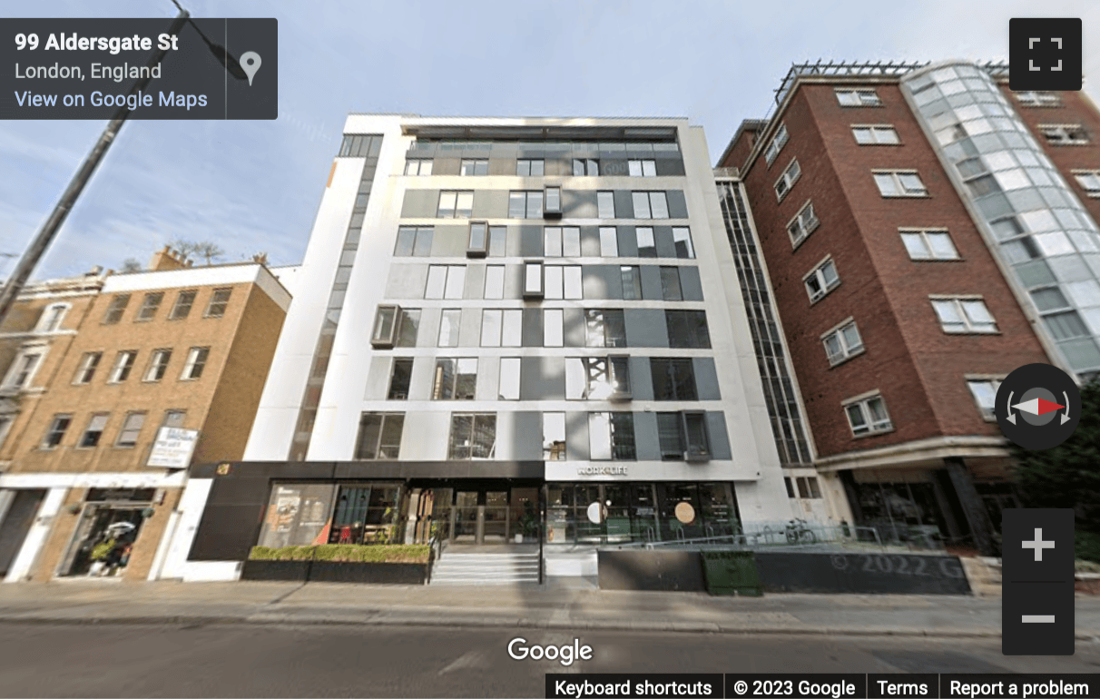 Street View image of 120 Aldersgate Street, 2nd, 3rd, and 5th Floor, London