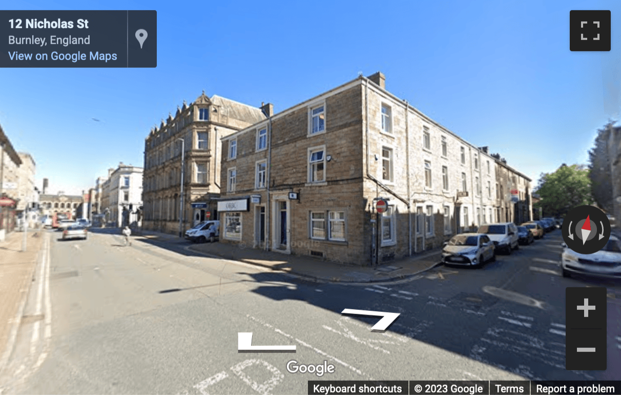 Street View image of 17-19 Nicholas Street, Burnley, Lancashire