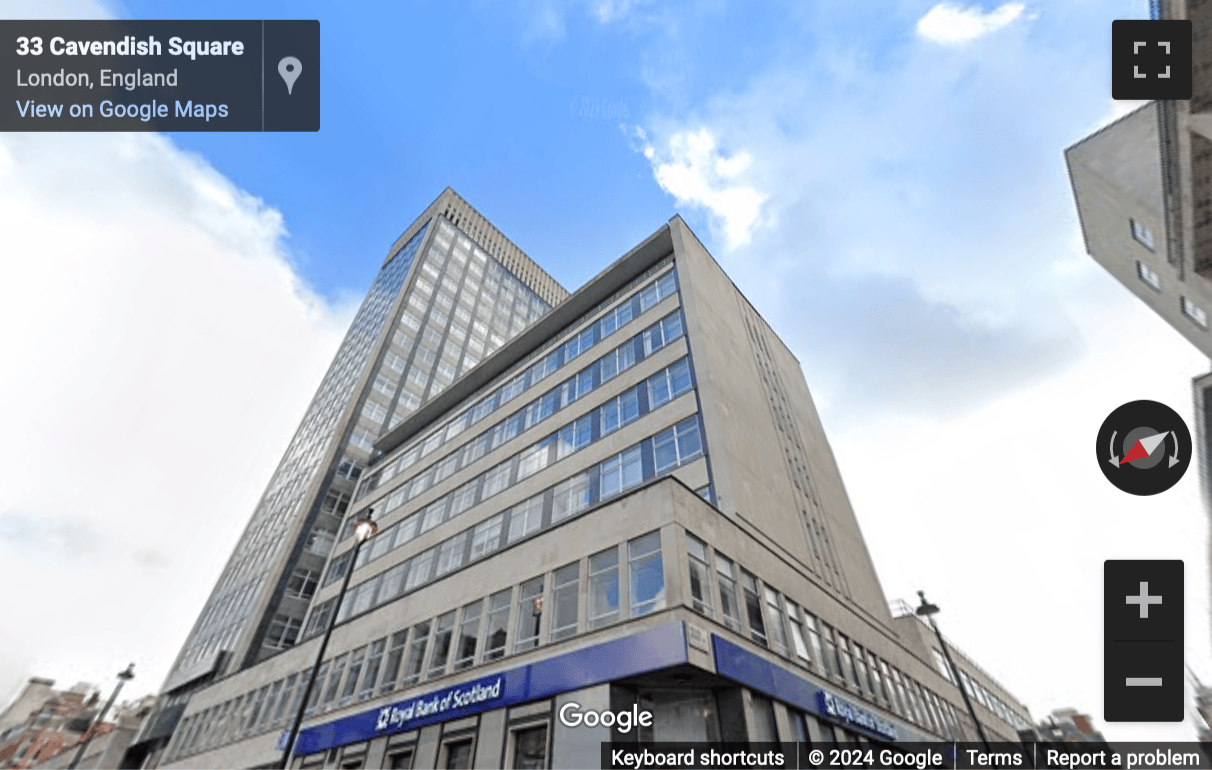 Street View image of 33 Cavendish Square, Central London, W1G, UK