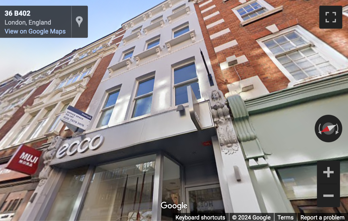 Street View image of 36 Long Acre, Central London, WC2E, UK