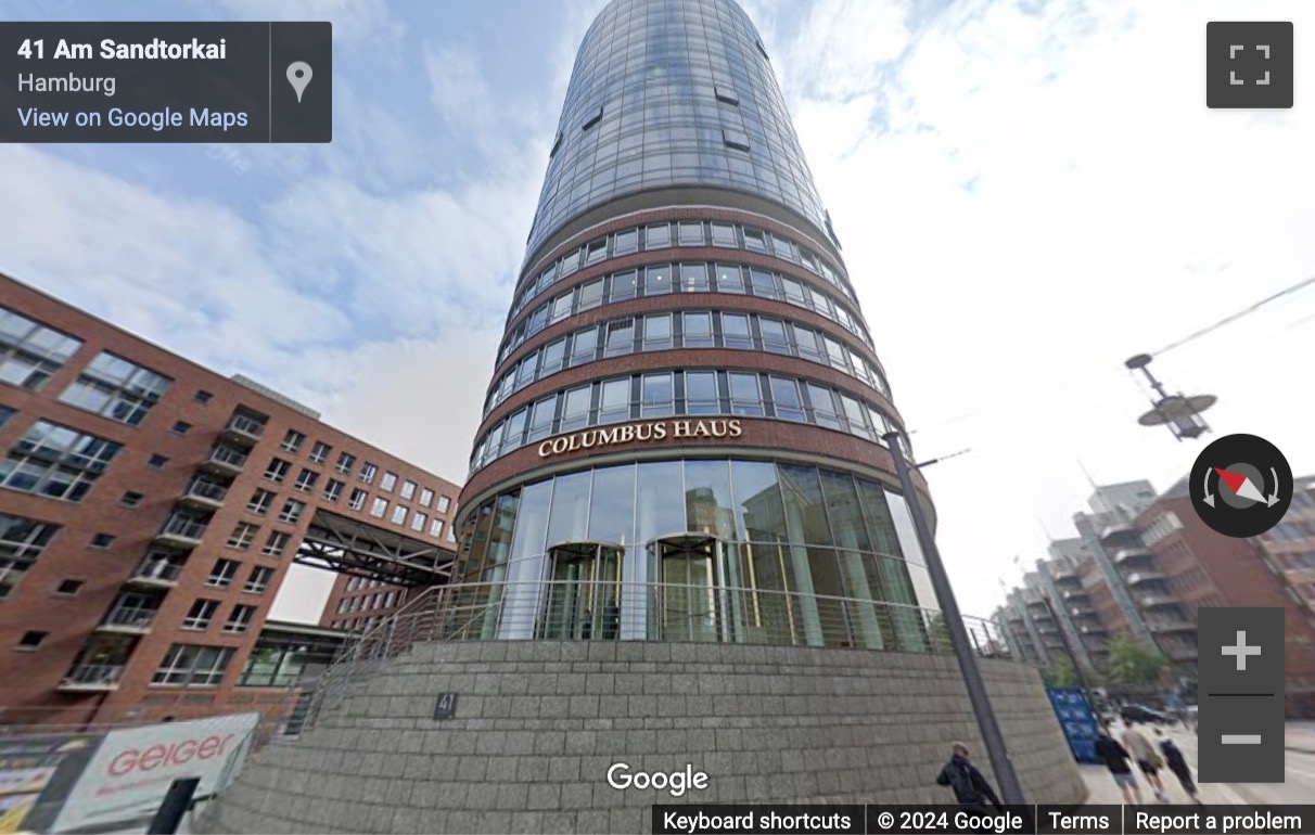 Street View image of Columbus Haus, Am Sandtorkai 39, Hamburg, Schleswig Holstein