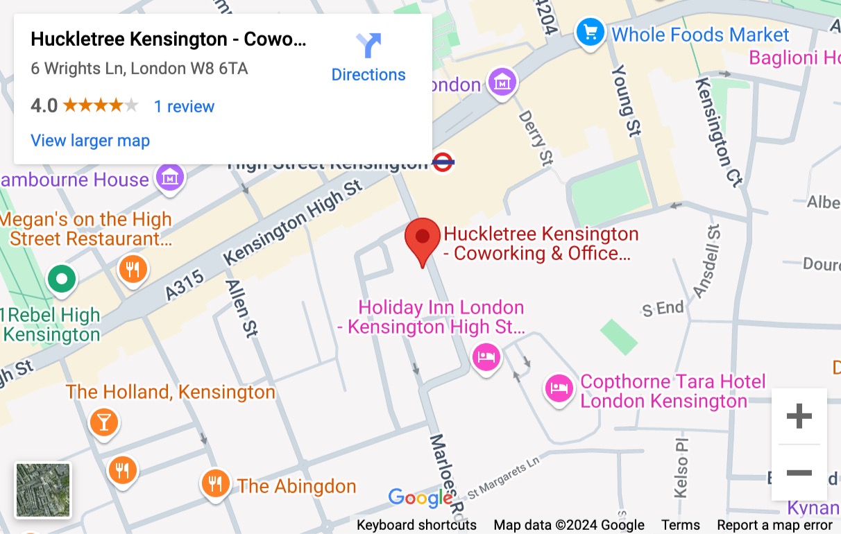 Street View image of 6 Wrights Lane, Huckletree Kensington, Central London, W8