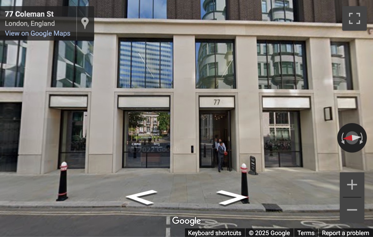 Street View image of 77 Coleman Street, Central London, EC2R