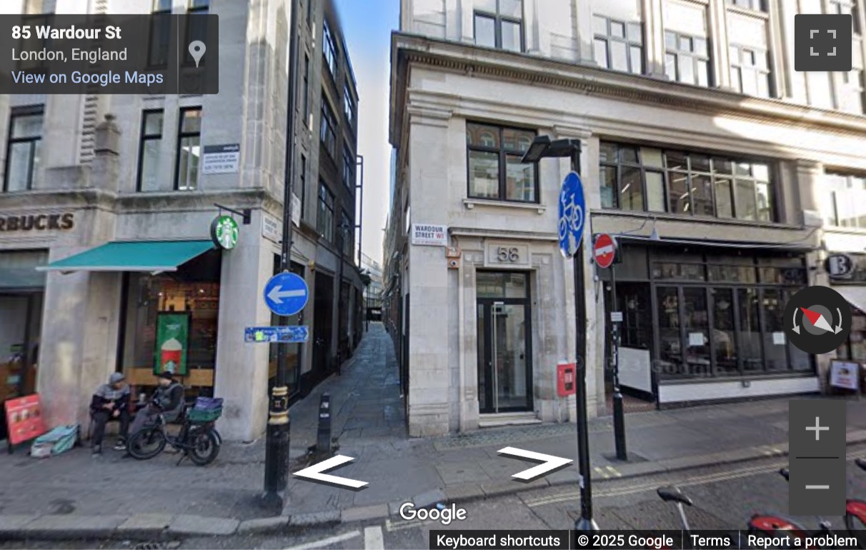 Street View image of 58 Wardour Street, Central London, W1D