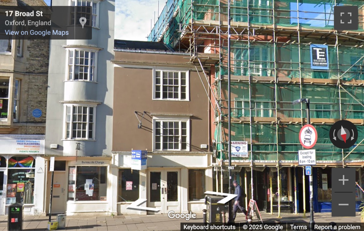 Street View image of 16 Broad Street, Oxford, England