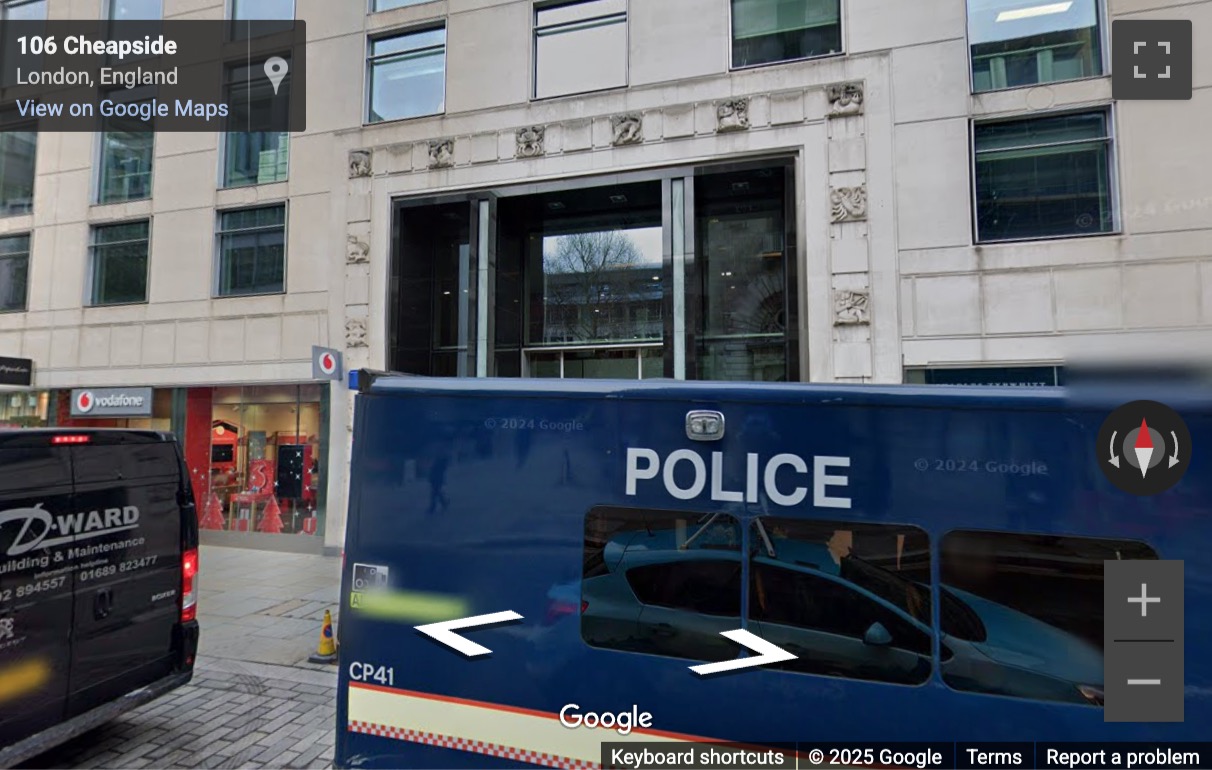 Street View image of 107, Cheapside, City of London