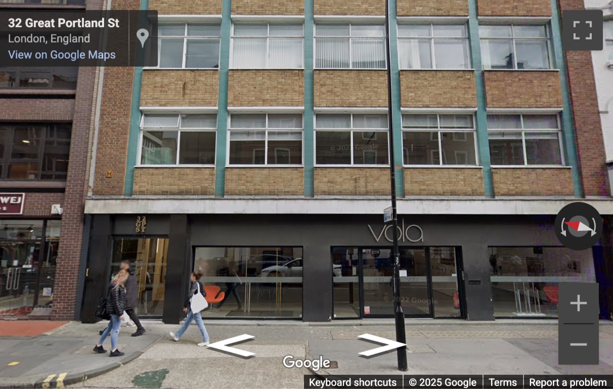 Street View image of 32-36 Great Portland Street, 5th Floor, Central London, W1W, UK