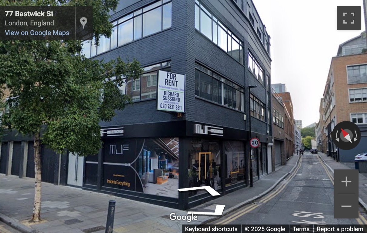Street View image of 1 Bastwick Street, 2nd Floor, Central London, EC1V, UK
