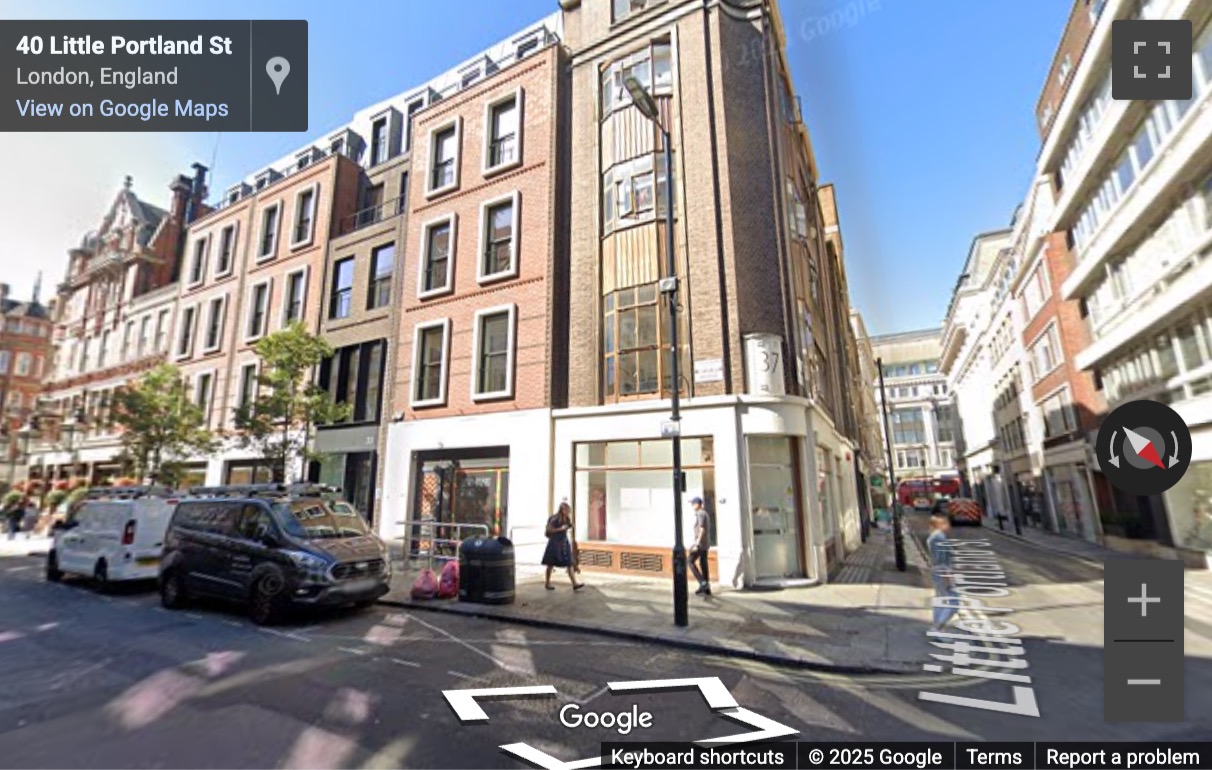 Street View image of 37 Great Portland Street, 4th Floor, Central London, W1W, UK