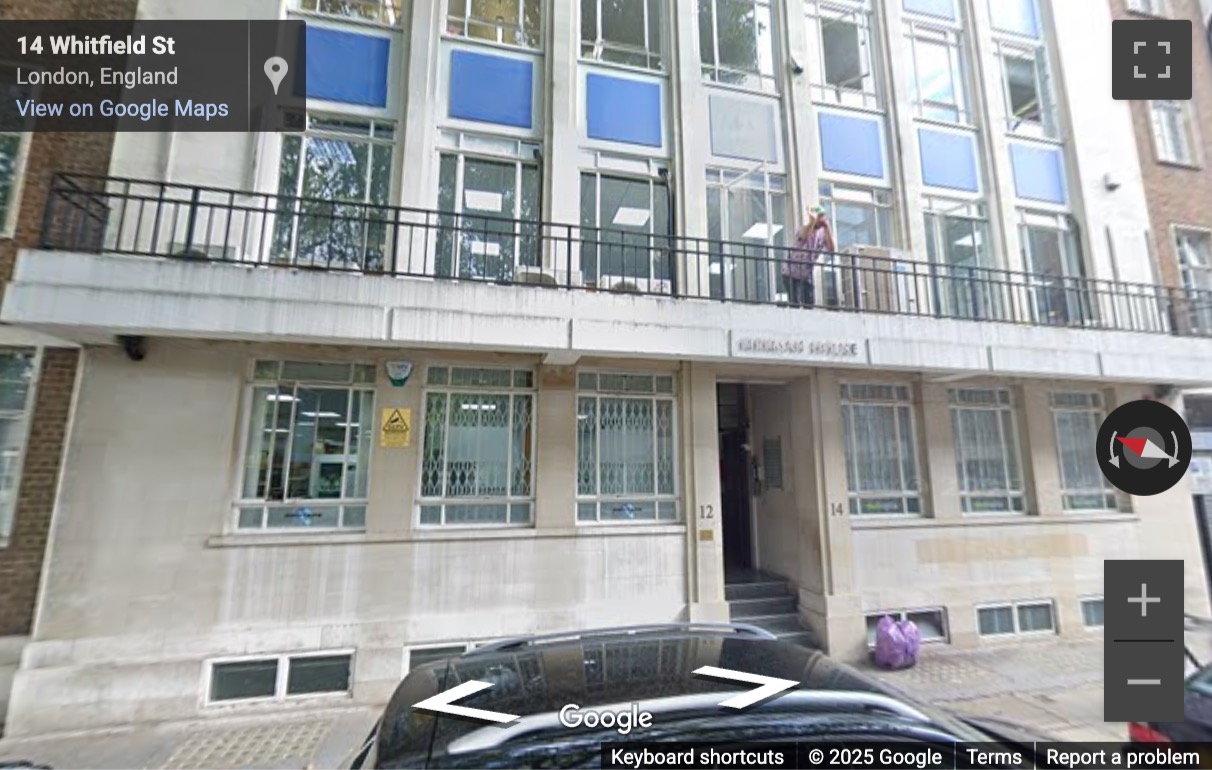 Street View image of 12-14 Whitfield Street, Ground Floor, Central London, W1T