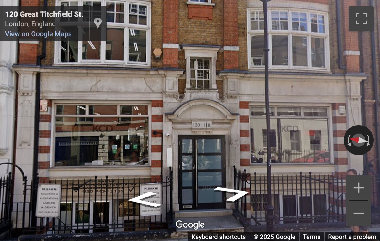 Street View image of 118-120 Great Titchfield, 3rd Floor, Central London, W1W