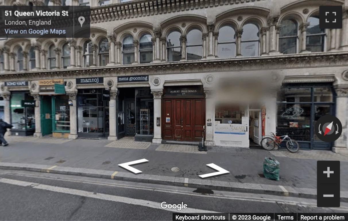 Street View image of Albert Buildings, 49 Queen Victoria Street, Central London, EC4N, UK