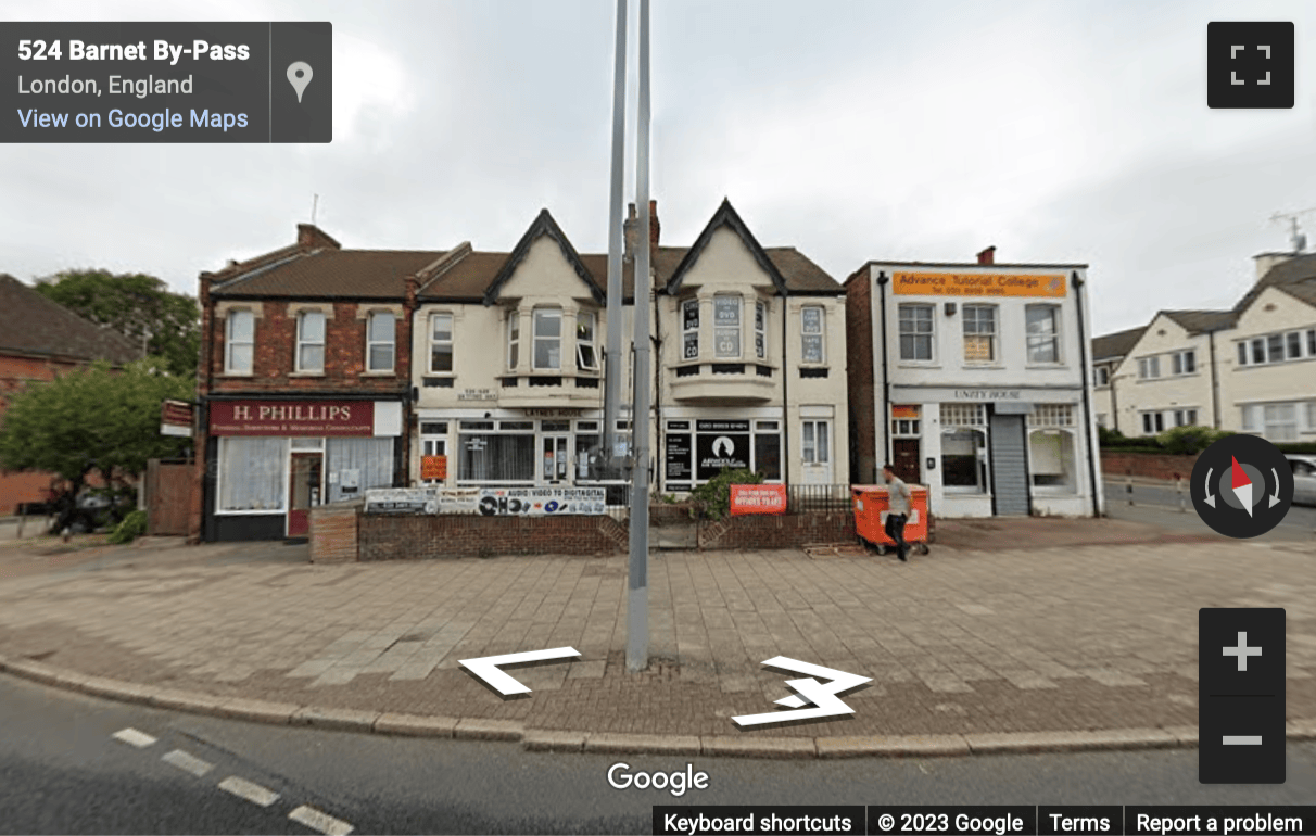 Street View image of 526-528 Watford Way, Mill Hill, Barnet, Central London, NW7, UK