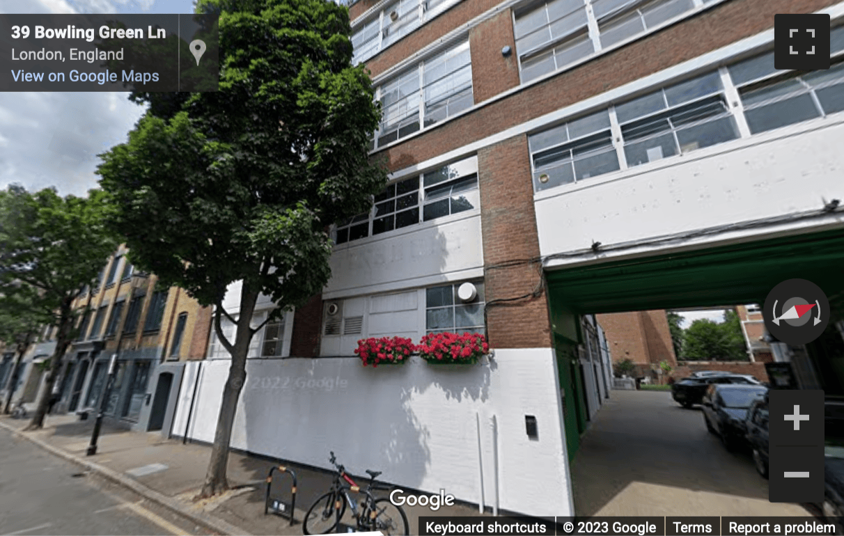 Street View image of Finsbury Business Centre, 40 Bowling Green Lane, Clerkenwell, London, EC1R