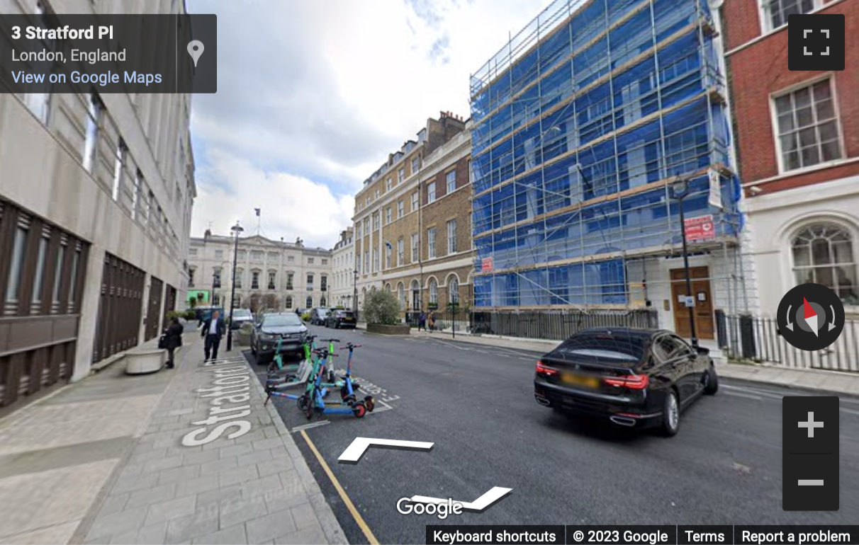 Street View image of 7-8 Stratford Place Cul-de-sac, Central London, W1C, UK