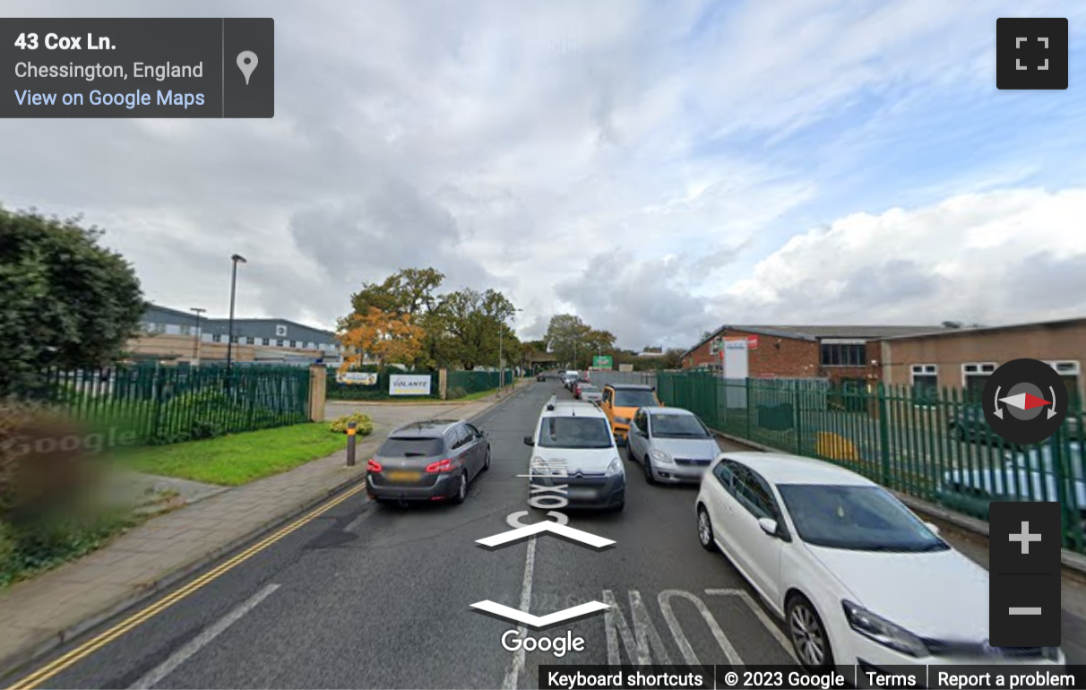 Street View image of Cox Lane, Chessington, Tolworth, South West London, KT9, UK