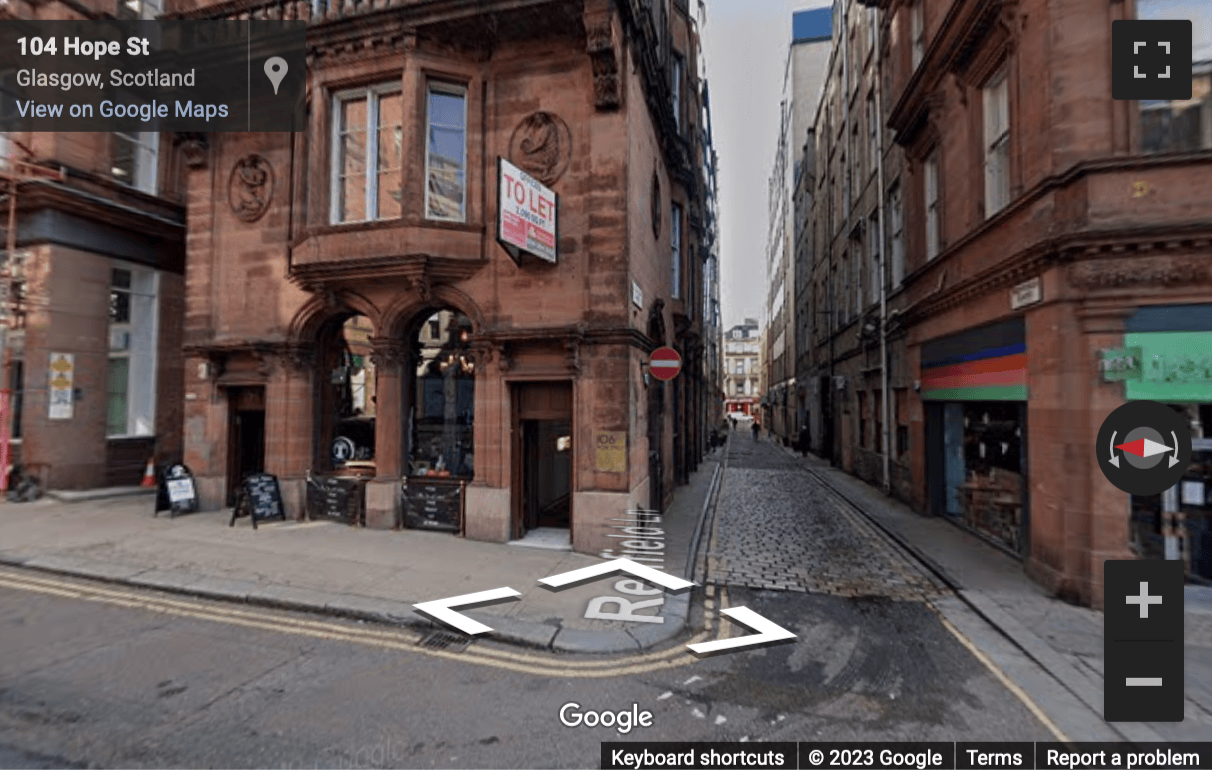 Street View image of 106-110 Hope Street, Glasgow, Scotland