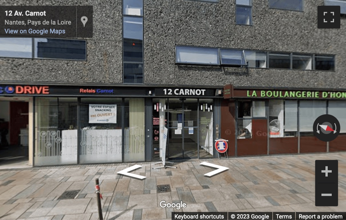 Street View image of 12 Avenue Carnot, Nantes, Pays de la Loire, France (opposite Cité des Congrès)