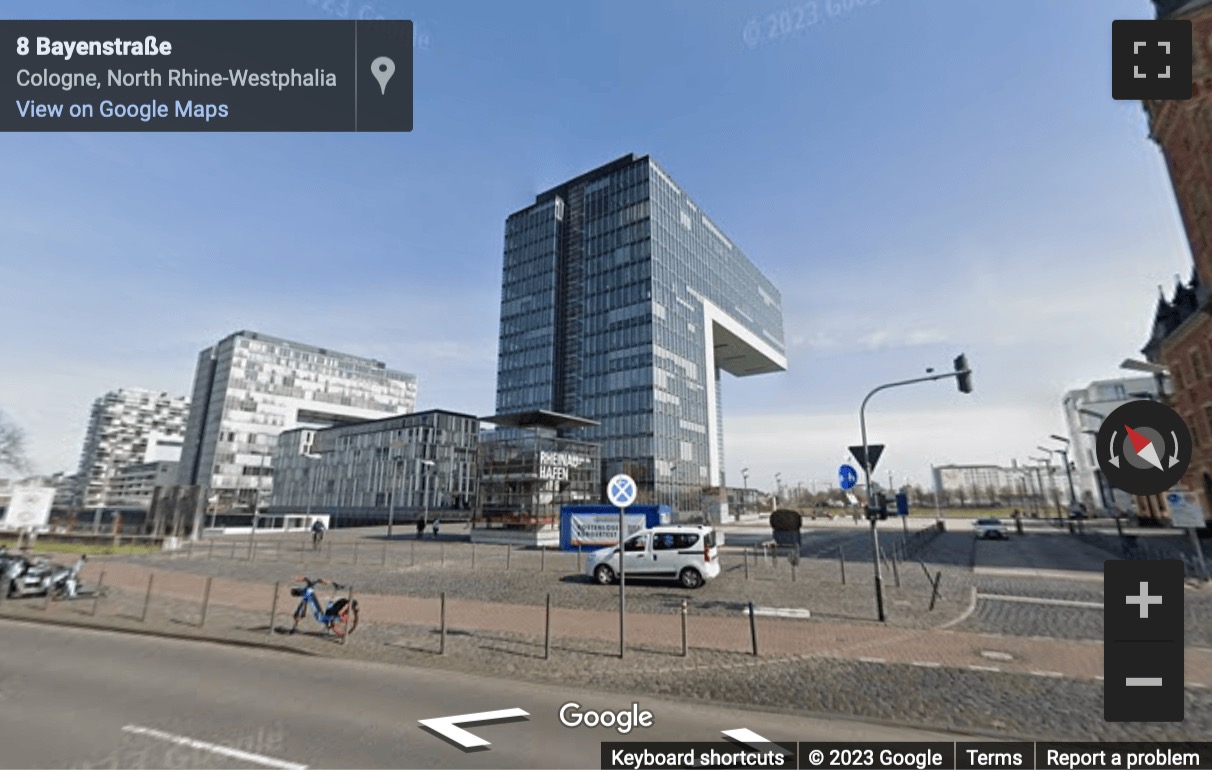 Street View image of Im Zollhafen 24, Kranhaus Süd, Cologne, Nordrhein Westfalen, Germany