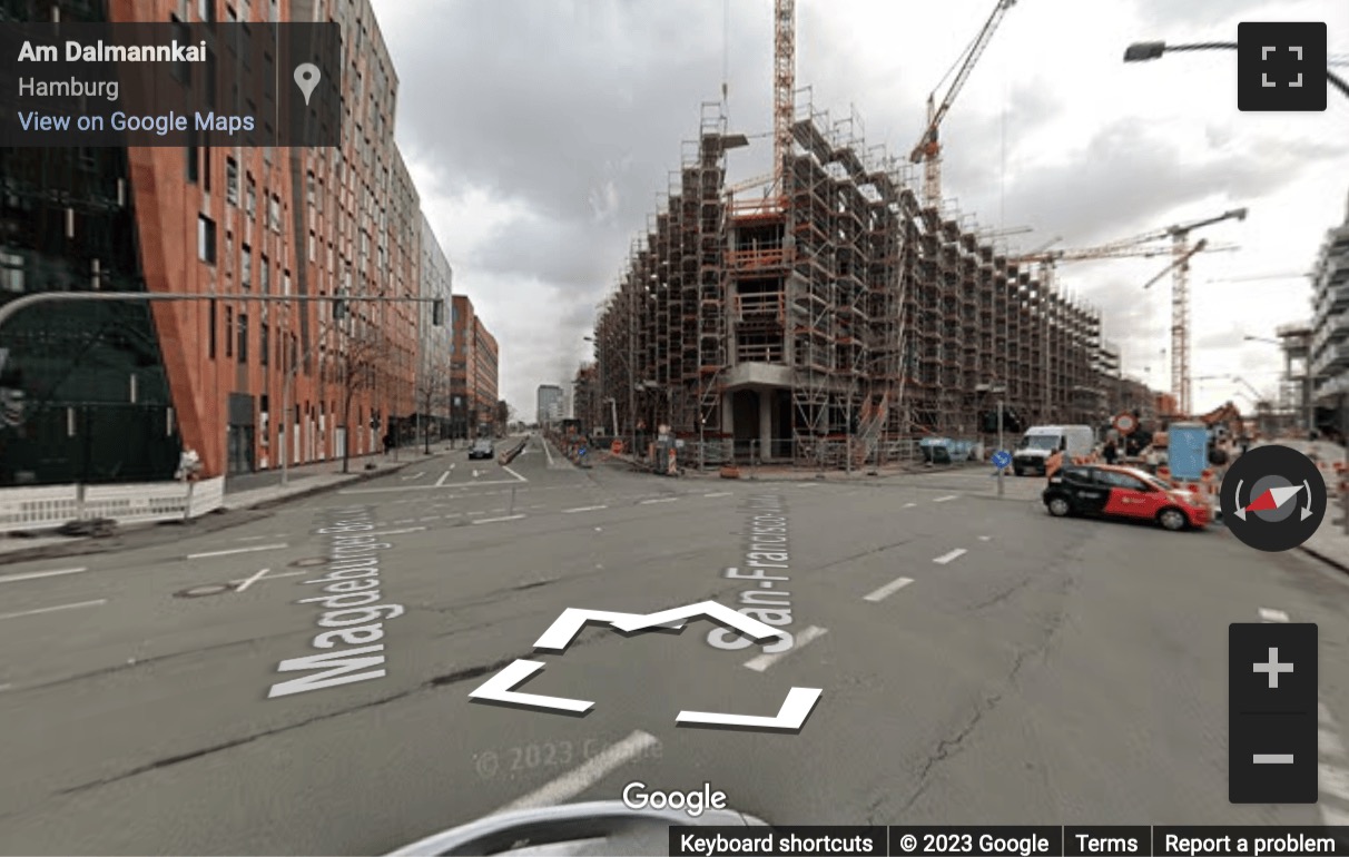 Street View image of Überseeallee 1, Hamburg, Schleswig Holstein, Germany