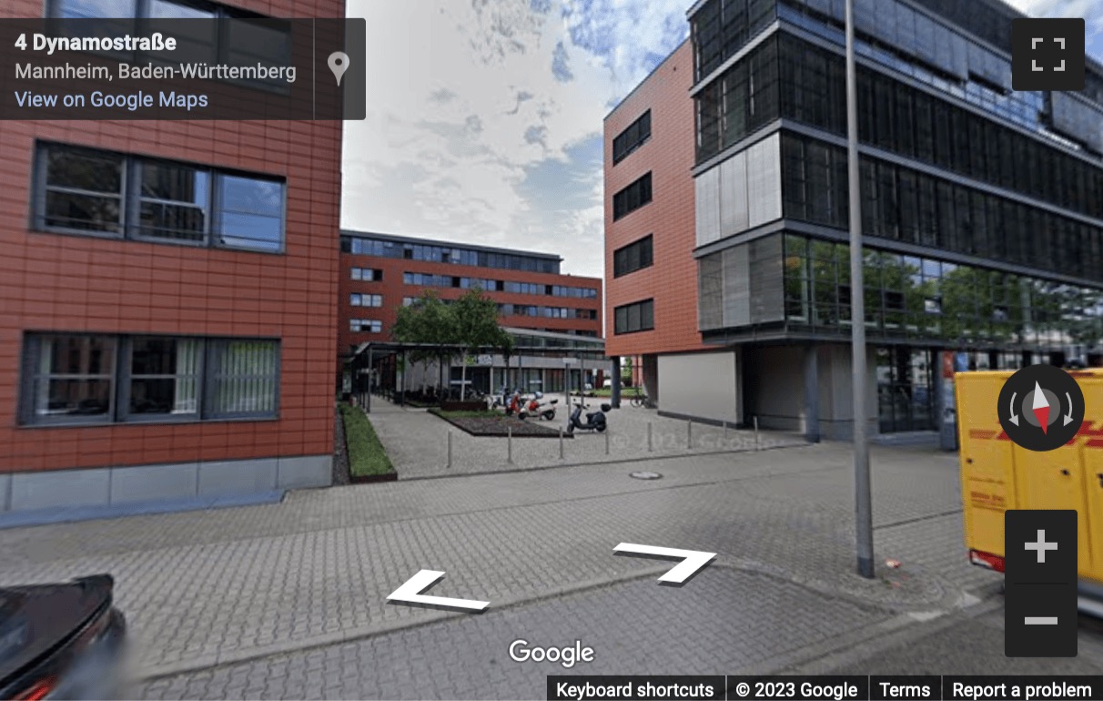 Street View image of Dynamostraße 13, Mannheim, Baden Wurttemberg, Germany