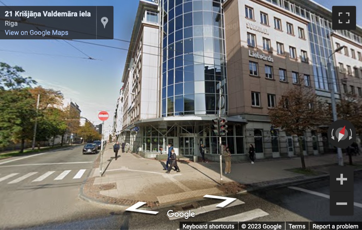 Street View image of 21 K. Valdemara Street, Riga, Latvia