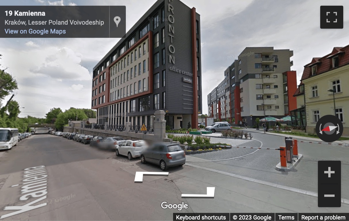 Street View image of Budynek Fronton, Kamienna 21, Krakow, Poland