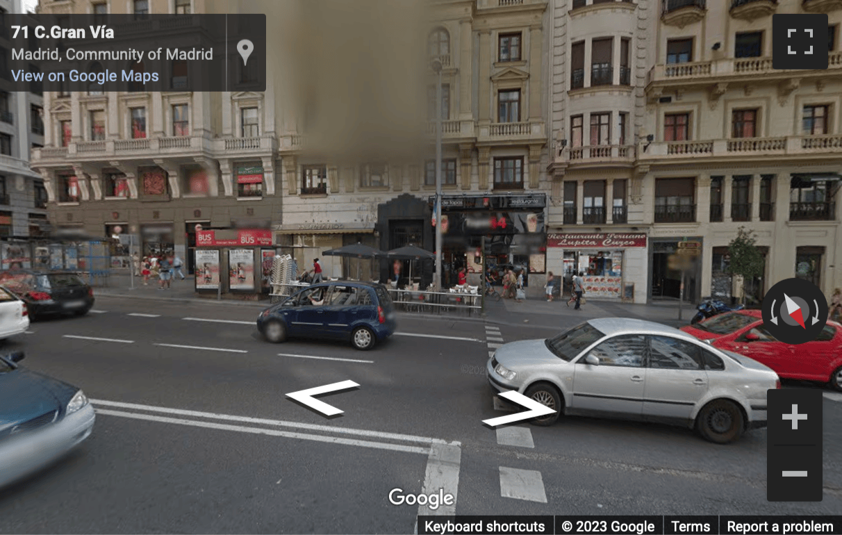 Street View image of Gran Via, 71, 2ª Planta, Madrid, Spain