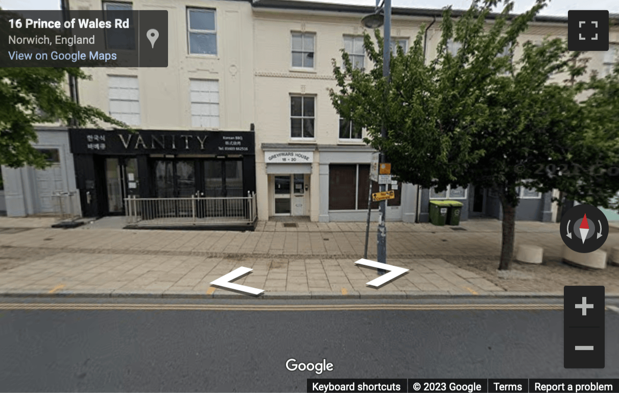Street View image of 18-20 Prince of Wales Road, Norwich, Norfolk
